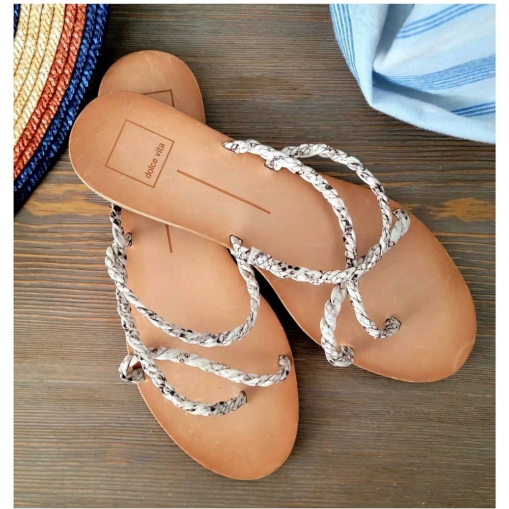 Dolce Vita Neutral Beige Snake Print Braided Sandals Versatile and Chic Size 10